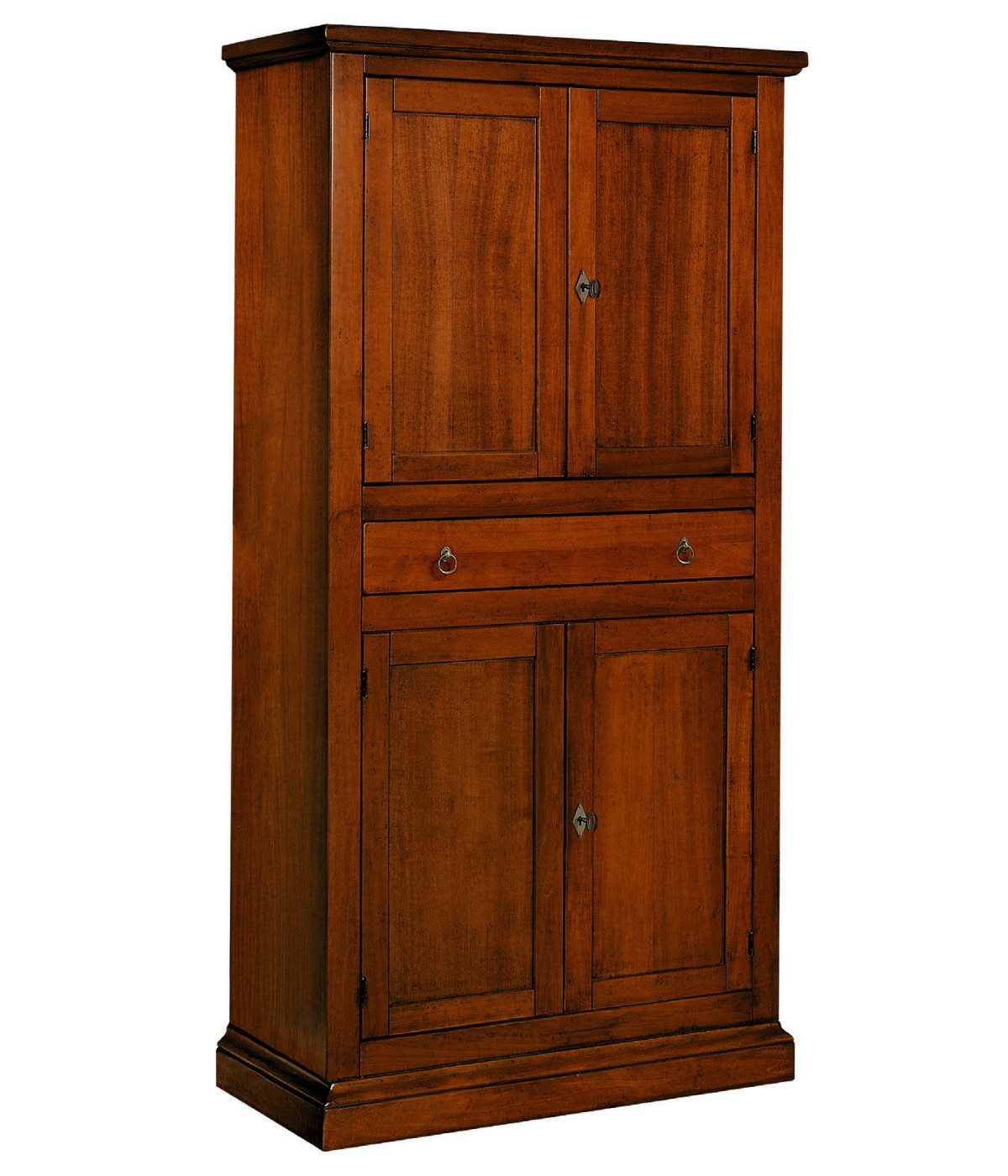 MOBILI 2G - ARMADIO DISPENSA 4 PORTE ARTE POVERA IN LEGNO TINTA NOCE 80x40x150