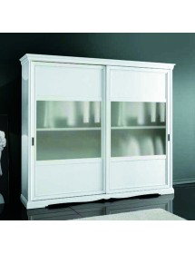 MOBILI 2G - ARMADIO 2 PORTE SCORREVOLI VETRO MODERNO IN LEGNO FRASSINO BIANCO 284x65x248