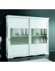 MOBILI 2G - ARMADIO 2 PORTE SCORREVOLI VETRO MODERNO IN LEGNO FRASSINO BIANCO 284x65x248
