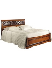 MOBILI 2G - LETTO MATRIMONIALE IN LEGNO ARTE POVERA TINTA NOCE 176X210X110