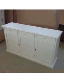 MOBILI 2G - MADIA CREDENZA ARTE POVERA 3 PORTE LEGNO BIANCO 156X42X85 vista laterale