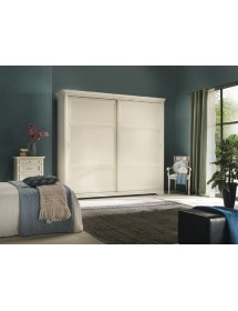 ARMADIO SHABBY 2 ANTE SCORREVOLI IN LEGNO MASSELLO VARI COLORI L.280 P.65 H.250