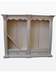 MOBILI 2G - LIBRERIA CLASSICA INTARSIATA IN LEGNO GREZZO 254X49X211