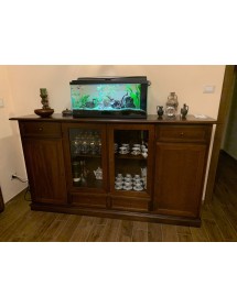 MOBILI 2G - MADIA CREDENZA 4 PORTE LEGNO TINTA NOCE L.205 P.49 H.113 VISTA FRONTALE