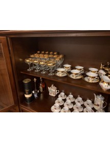 MOBILI 2G - MADIA CREDENZA 4 PORTE LEGNO TINTA NOCE L.205 P.49 H.113 VISTA FRONTALE APERTA