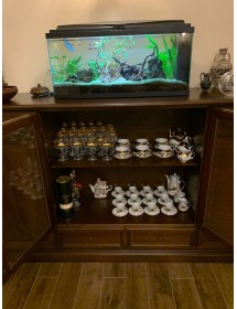 MOBILI 2G - MADIA CREDENZA 4 PORTE LEGNO TINTA NOCE L.205 P.49 H.113 VISTA FRONTALE APERTA