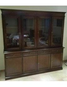 MOBILI 2G - Cristalliera arte povera 4 porte legno tinta noce 205X42X205 vista frontale