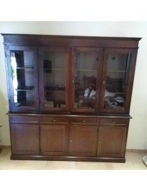 MOBILI 2G - Cristalliera arte povera 4 porte legno tinta noce 205X42X205 vista frontale