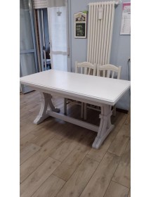MOBILI 2G - Tavolo classico rettangolare legno allungabile bianco 180x100 vista laterale