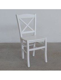 MOBILI 2G - SET 2 SEDIE SHABBY IN FAGGIO LACCATA BIANCA CON SEDUTA IN LEGNO DI FAGGIO vista frontale