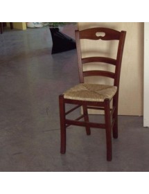 MOBILI 2G - SET 2 SEDIE ARTE POVERA TINTA NOCE LEGNO/PAGLIA VISTA FRONTALE