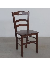 MOBILI 2G -  SET 2 SEDIE IN LEGNO ARTE POVERA TINTA NOCE SEDUTA LEGNO VISTA FRONTALE
