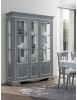 MOBILI 2G - VETRINA CLASSICA IN LEGNO 2 PORTE SHABBY GRIGIO E BIANCO 156X46X216