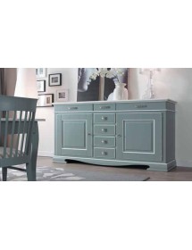 MOBILI 2G - MADIA CREDENZA CLASSICA IN LEGNO 2 PORTE SHABBY GRIGIO E BIANCO 220X58X113