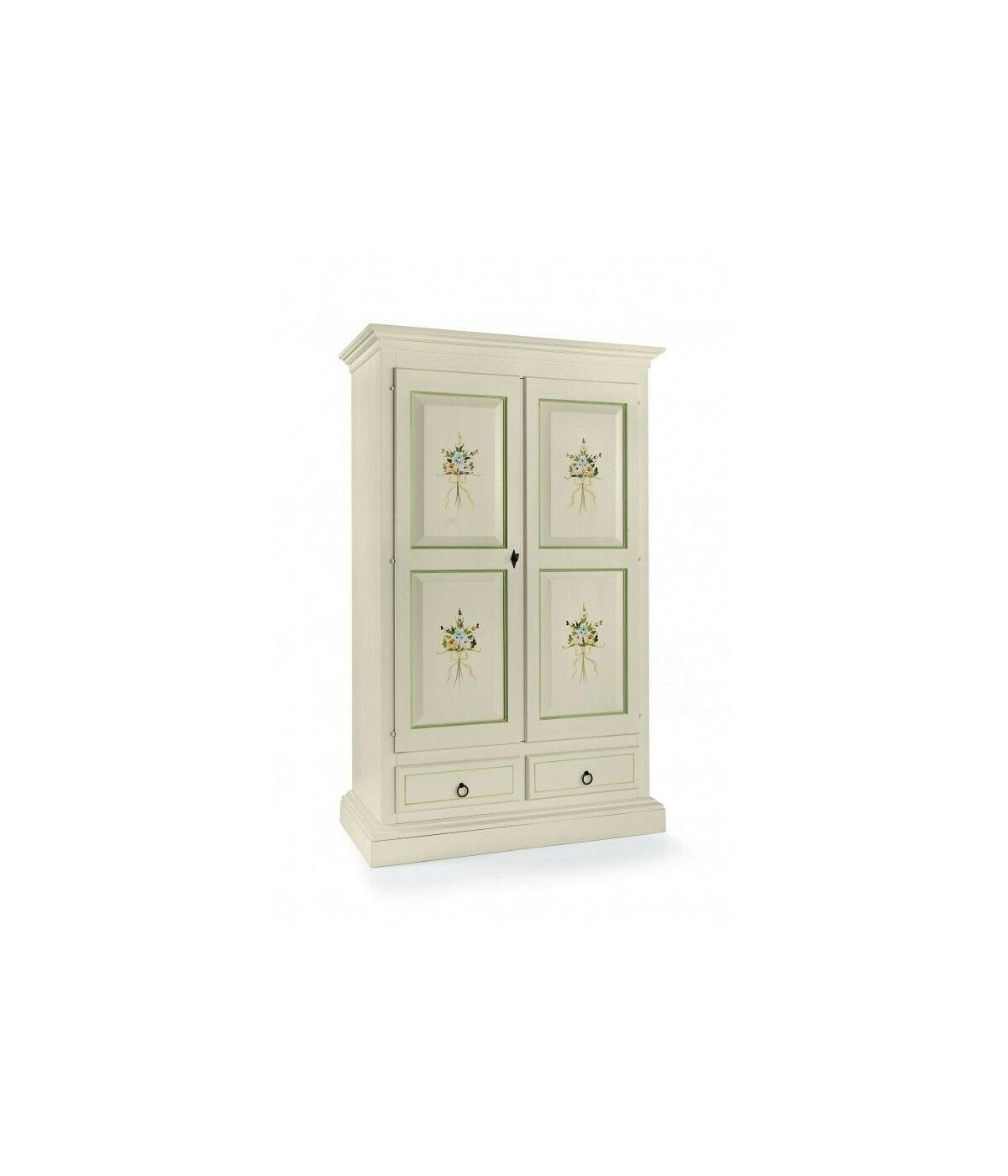 ARMADIO ARTE POVERA 2 PORTE LEGNO BIANCO DECORATO 125X61X200 (504)
