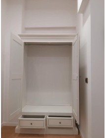 ARMADIO ARTE POVERA 2 PORTE LEGNO BIANCO DECORATO 125X61X200 (504)