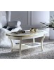 MOBILI 2G - TAVOLINO CLASSICO OVALE VETRO IN LEGNO BIANCO/AVORIO ORO L.110 P.60 H.48