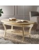 MOBILI 2G - TAVOLINO CLASSICO OVALE PIANO IN LEGNO AVORIO/BIANCO ORO L.110 P.60 H.48