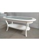 MOBILI 2G - TAVOLINO CLASSICO OVALE PIANO VETRO SHABBY BIANCO L.110 P.60 H.48