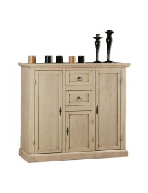 MOBILI 2G - MADIA CREDENZA IN LEGNO AVORIO PATINATO L.100 P.39 H.85 vista frontale