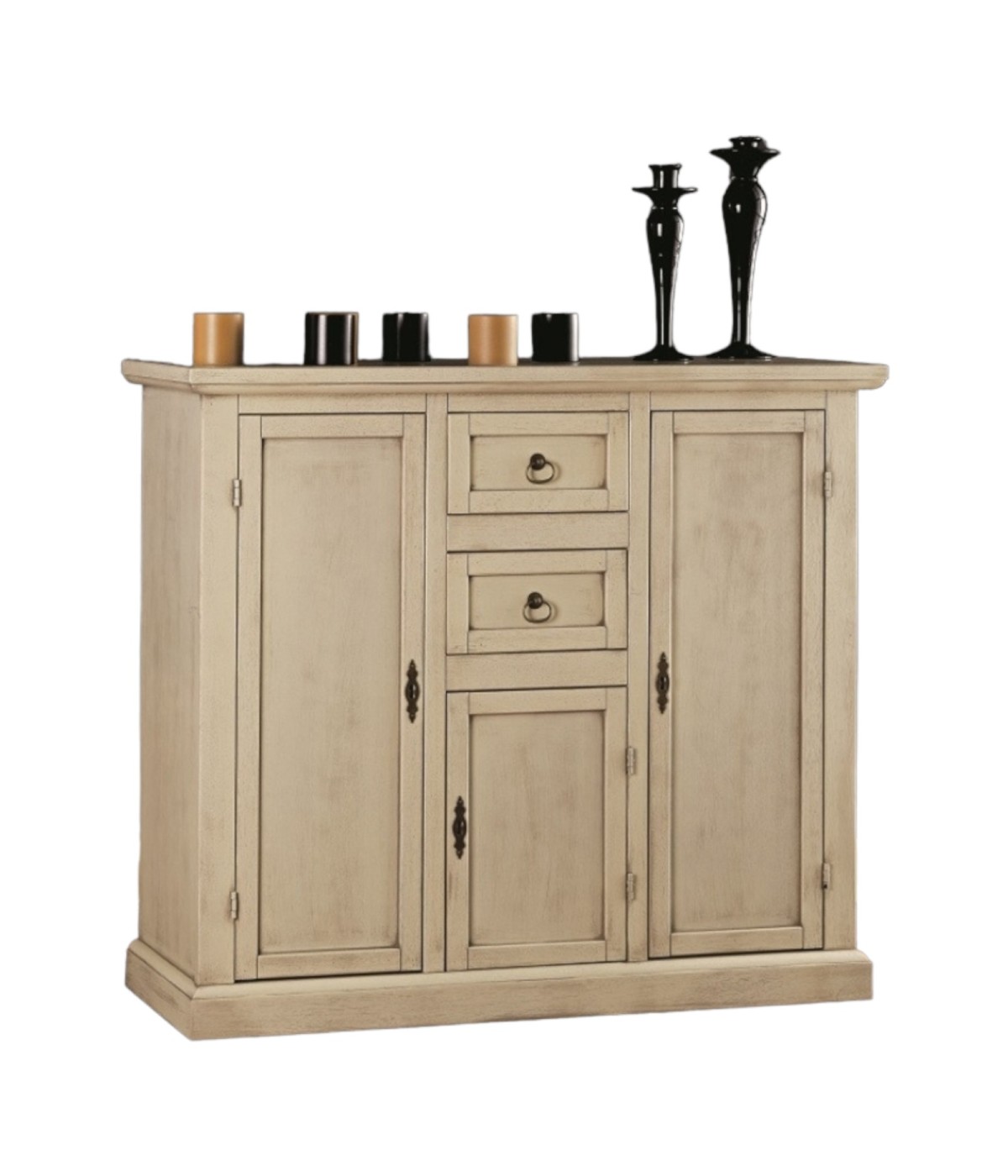 MOBILI 2G - MADIA CREDENZA IN LEGNO AVORIO PATINATO L.100 P.39 H.85 vista frontale