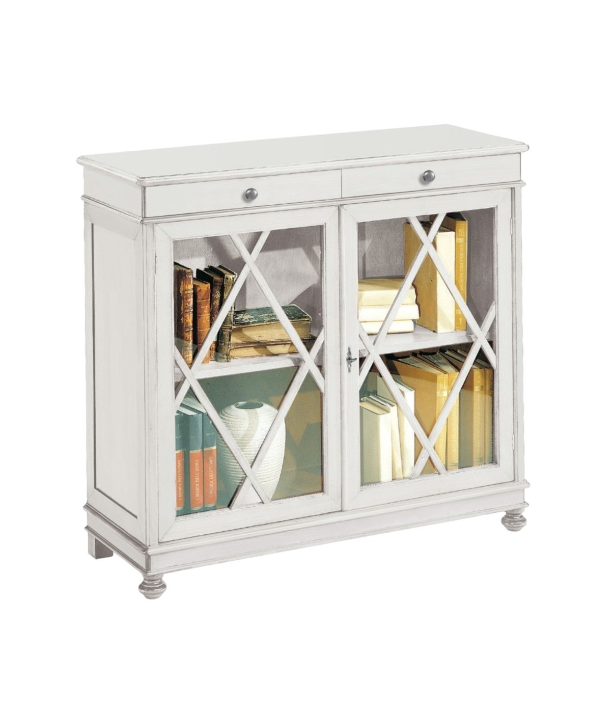 MOBILI 2G - MADIA LIBRERIA INGLESINA LEGNO BIANCO OPACO 110X40X100 vista frontale