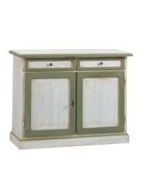 MADIA CREDENZA 2 ANTE LEGNO SHABBY BIANCO VERDE 105X42X85