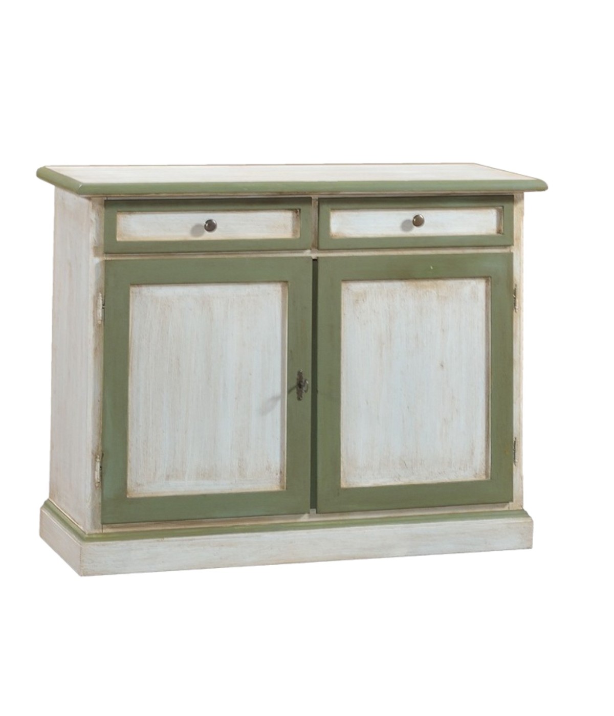 MADIA CREDENZA 2 ANTE LEGNO SHABBY BIANCO VERDE 105X42X85