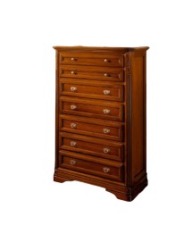 MOBILI 2G - SETTIMANALE CLASSICO 7 CASSETTI IN LEGNO MASSELLO TINTA NOCE L.85 P.42 H.128