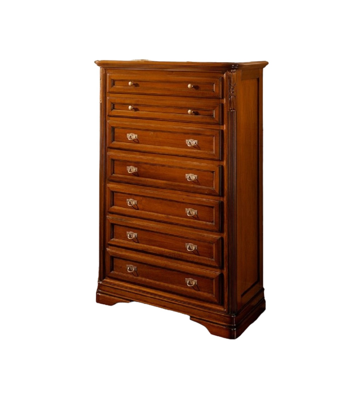 MOBILI 2G - SETTIMANALE CLASSICO 7 CASSETTI IN LEGNO MASSELLO TINTA NOCE L.85 P.42 H.128