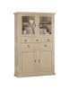 MOBILI 2G - DISPENSA CLASSICA 4 PORTE E 5 CASSETTI LEGNO AVORIO PATINATO 120x41x187 vista frontale