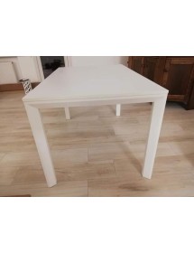 MOBILI 2G - Tavolo moderno bianco frassinato allungabile 110x85 H77 VISTA FRONTALE
