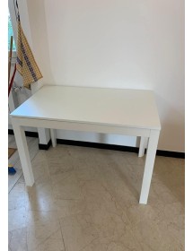 MOBILI 2G - Tavolo moderno bianco frassinato allungabile 110x85 H77 VISTA LATERALE
