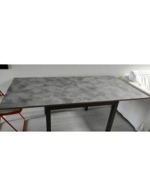 MOBILI 2G - TAVOLO MODERNO GRIGIO CEMENTO ALLUNGABILE LIBRO 90X90 VISTA FRONTALE APERTO