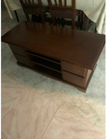 MOBILI 2G - PORTA TV IN LEGNO ARTE POVERA TINTA NOCE L.117 P.49 H.53 VISTA PIANO