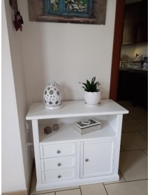 MOBILI 2G - PORTA TV IN LEGNO SHABBY CHIC BIANCO 84x40x80 VISTA FRONTALE