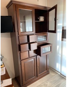 MOBILI 2G - DISPENSA PASTAIA ARTE POVERA IN LEGNO TINTA NOCE L.107 P.45 H.203 vista frontale