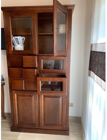 MOBILI 2G - DISPENSA PASTAIA ARTE POVERA IN LEGNO TINTA NOCE L.107 P.45 H.203 vista frontale aperta