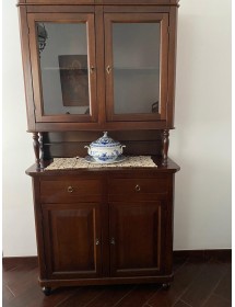 MOBILI 2G - CRISTALLIERA ARTE POVERA 2 PORTE IN LEGNO TINTA NOCE 104X43X208 VISTA FRONTALE