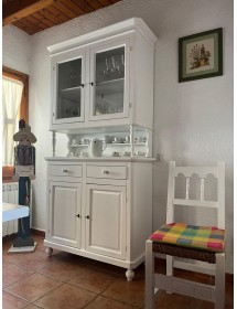 MOBILI 2G -  CRISTALLIERA ARTE POVERA 2 PORTE IN LEGNO SHABBY BIANCO 104X43X208 vista laterale