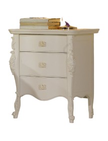 COMODINO CLASSICO 3 CASSETTI IN LEGNO BIANCO L.56 P.41 H.68