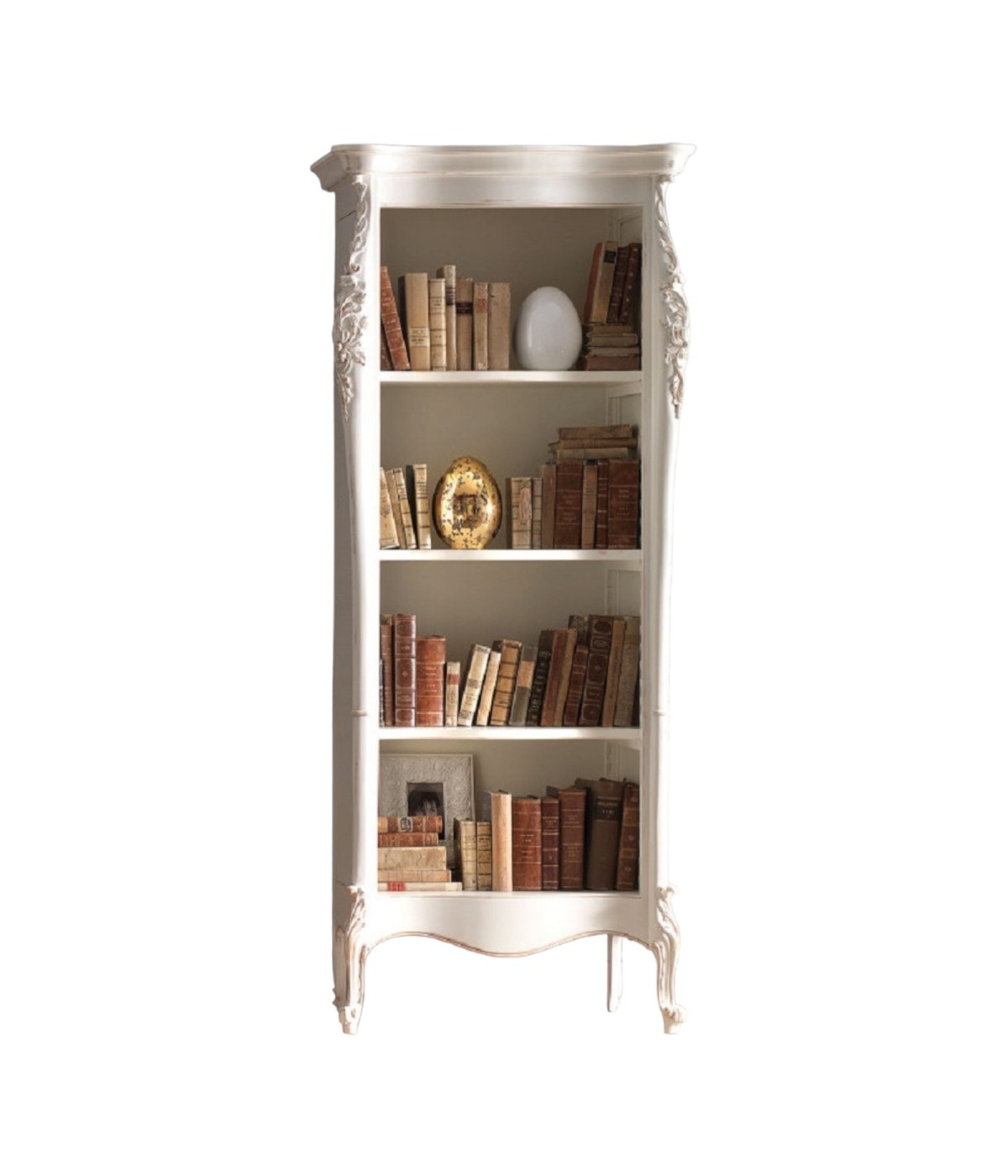MOBILI 2G - LIBRERIA CLASSICA IN LEGNO LACCATO BIANCO L.82 P.50 H.203