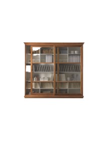 MOBILI 2G - LIBRERIA 2 PORTE SCORREVOLI CLASSICA IN LEGNO 250X45X224