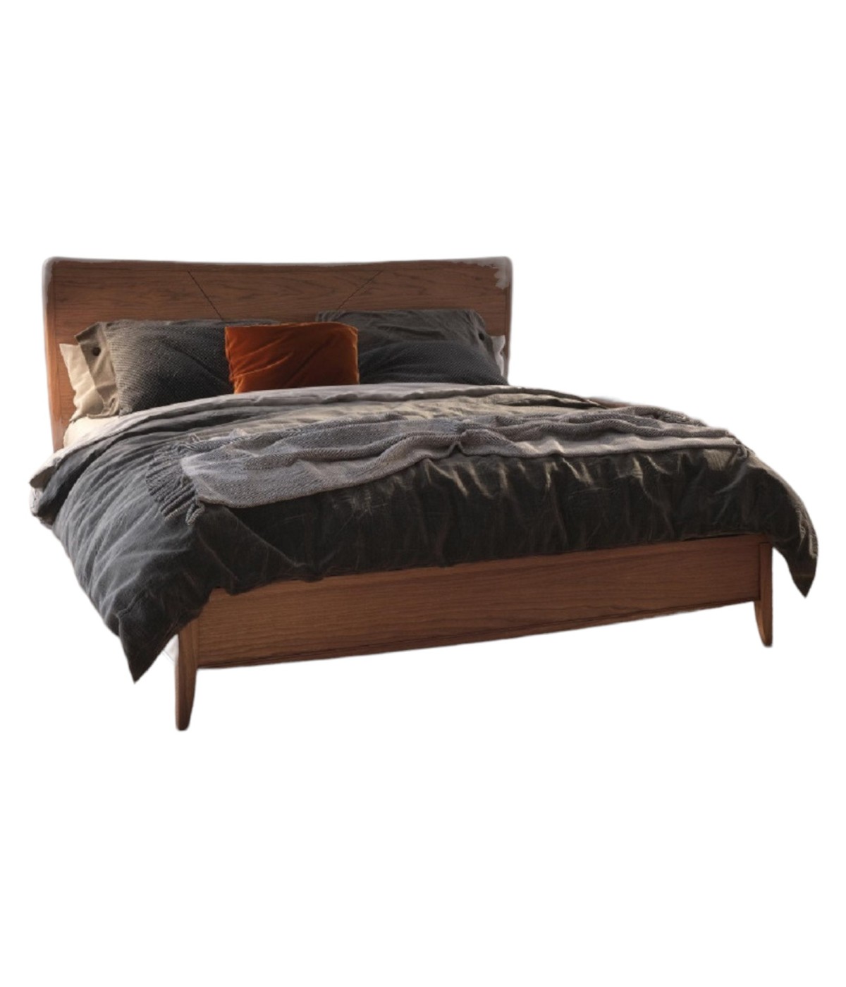 MOBILI 2G - LETTO MATRIMONIALE IN LEGNO MODERNO TESTATA LEGNO L.184 P.210 H.121