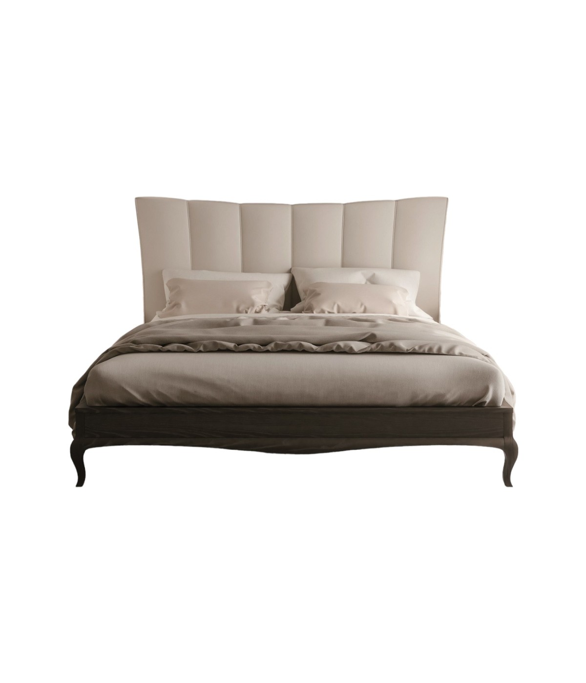 MOBILI 2G - LETTO MODERNO IN LEGNO FRASSINO TESTATA ECOPELLE BIANCA L.190 P.210 H.127