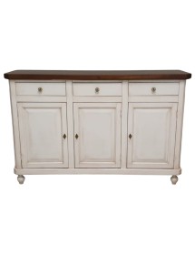MOBILI 2G - Madia Credenza Shabby chic bicolore in legno 3 porte 150x43x98