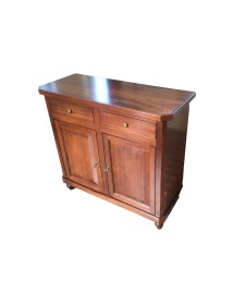 MOBILI 2G - MADIA CREDENZA NAPOLETANA IN LEGNO 2 ANTE TINTA NOCE 104X43X98 vista laterale
