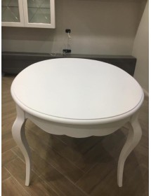 MOBILI 2G - TAVOLO ROTONDO BIANCO LACCATO SHABBY CLASSICO 100 H.78