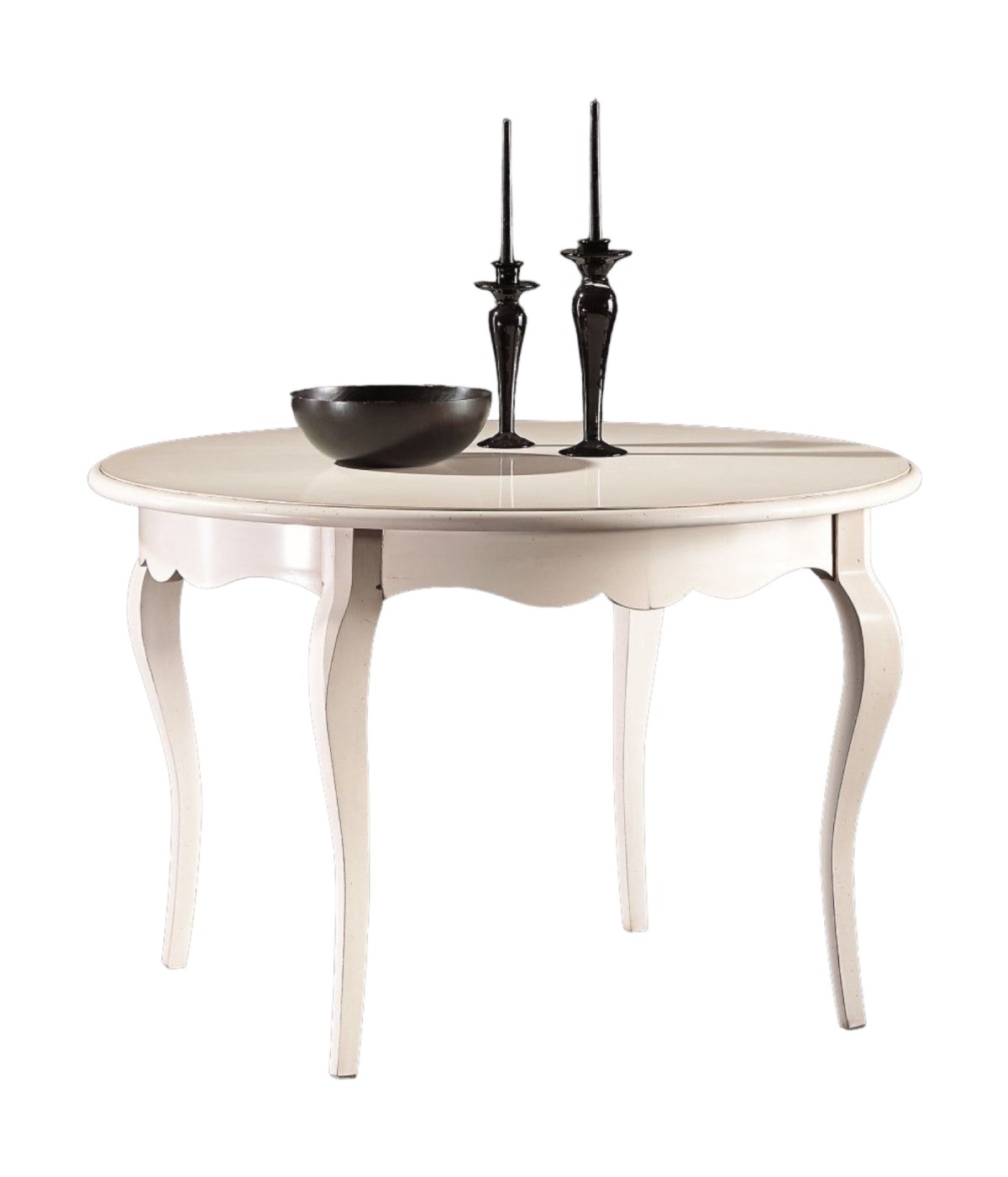 MOBILI 2G - TAVOLO ROTONDO BIANCO LACCATO SHABBY CLASSICO 100 H.78
