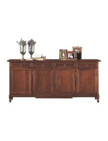 MOBILI 2G - MADIA CREDENZA 4 PORTE ARTE POVERA TINTA NOCE 205X42X94 vista frontale